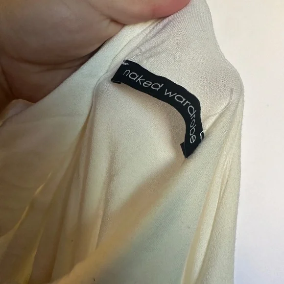 Naked Wardrobe long Mindi body con cream dress size M - Picture 3 of 4
